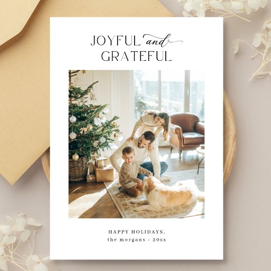 Freude und Dankbarkeit Weihnachts-Foto Feiertagskarte