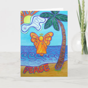 Freude und Frieden Strand Engel Grußkarten Feiertagskarte