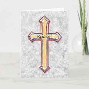Freude und Glaube Gold Kreuz Kunst Osterkarte Karte