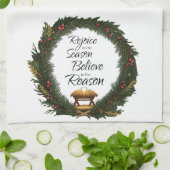 Freude und Glauben an die Krippe Geschirrtuch (Gefaltet)