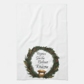 Freude und Glauben an die Krippe Geschirrtuch (Vertikal)