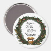 Freude und Glauben an die Krippe Magnet (Vorderseite/Rückseite)