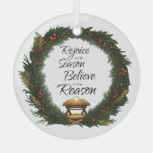 Freude und Glauben an die Krippe Ornament Aus Glas (Vorderseite)