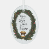 Freude und Glauben an die Krippe Ornament Aus Glas (Vorderseite links)