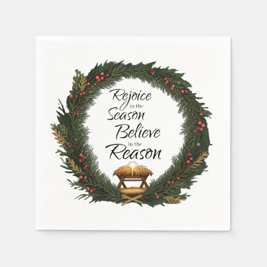 Freude und Glauben an die Krippe Serviette (Vorderseite)