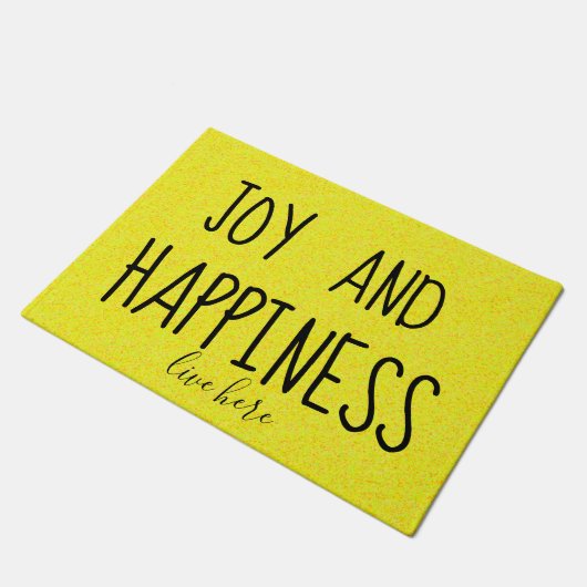 FREUDE und GLÜCK Livehier herrliches Gelb Fußmatte (Schrägansicht)