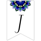 Freude und Glück! Mandala in dunkelblau Wimpelkette (Erste Fahne)