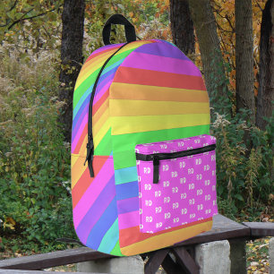 Freude und Helle Regenbogenstreifen, Monogramme au Bedruckter Rucksack
