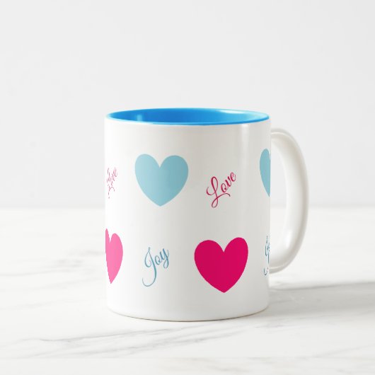 Freude und Liebe Herz Zweifarbige Tasse (VorderseiteRechts)