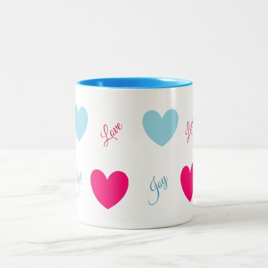 Freude und Liebe Herz Zweifarbige Tasse (Mittel)