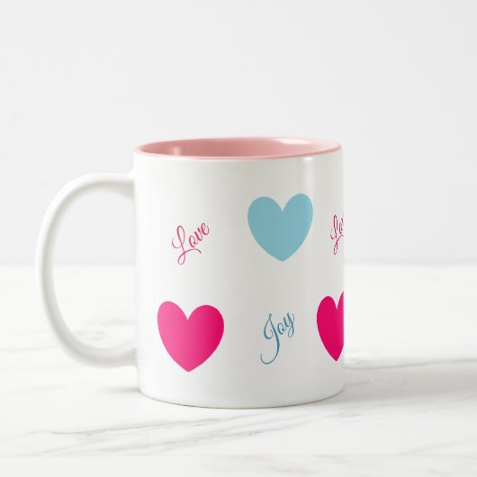 Freude und Liebe Herz Zweifarbige Tasse (Links)