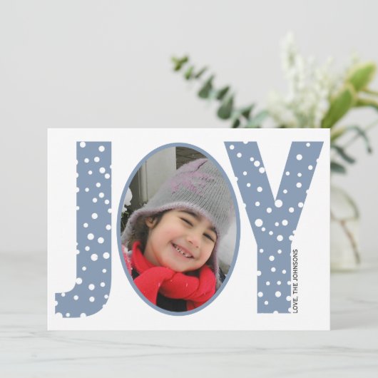 Freude und Schnee staubblaue minimale Weihnachten (Stehend Vorderseite)