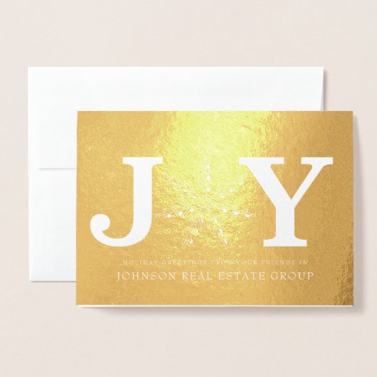 Freude und Schneeflocke | Holiday Greetings Folienkarte (Vorderseite mit Umschlag)