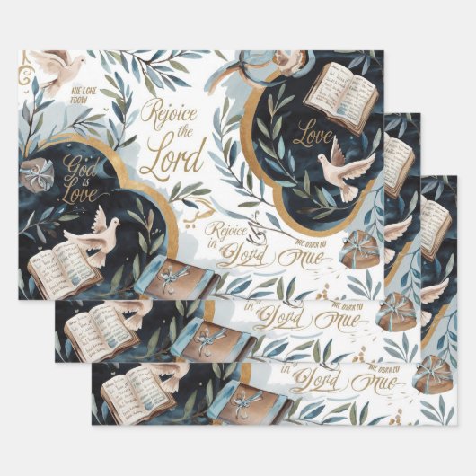 Freude & Vertrauen: Taube und Bibel-Symbolik Geschenkpapier Set (Set)