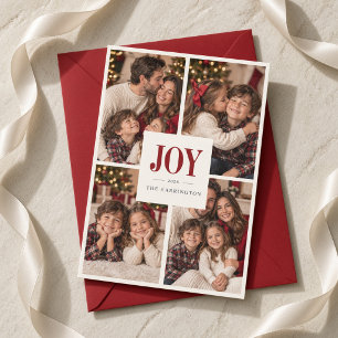 Freude Vier-Foto-Collage Rot Familien-Weihnachtska Feiertagskarte