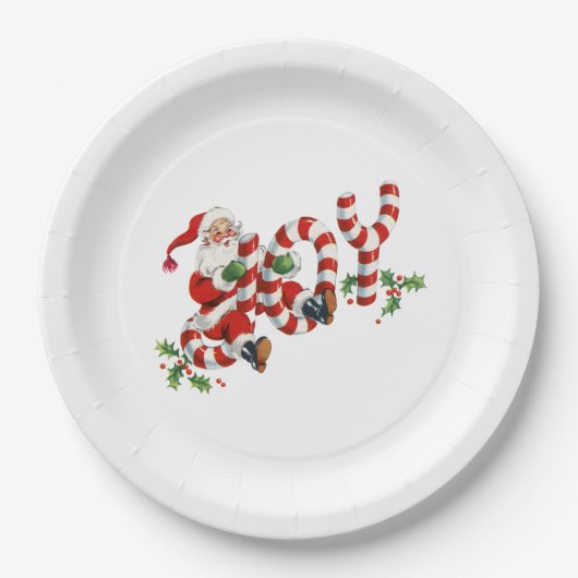 Freude Vintage Santa Pappteller (Vorderseite)