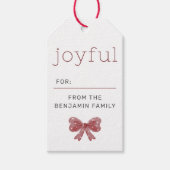 Freude | Watercolor Bow Moderne Weihnachten Geschenkanhänger (Vorderseite)