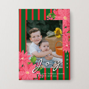 Freude Weihnachten Poinsettie Foto Rot Grün Button