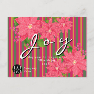 Freude Weihnachten Poinsettie Streifen Geschäft Lo Postkarte