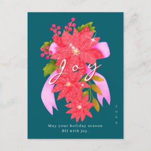 Freude Weihnachten Poinsettie Teal