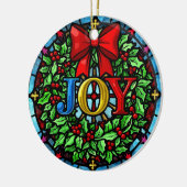 Freude Weihnachtskranz Buntglas Keramik Ornament (Links)