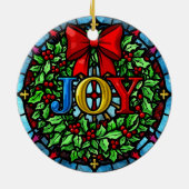Freude Weihnachtskranz Buntglas Keramik Ornament (Hinten)