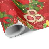 Freude Weihnachtskranz Lebkuchen Feiertagsverpacku Geschenkpapier (Rolleneckpunkt)