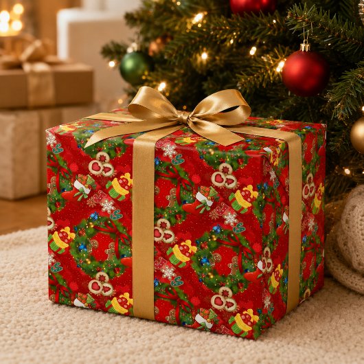 Freude Weihnachtskranz Lebkuchen Feiertagsverpacku Geschenkpapier