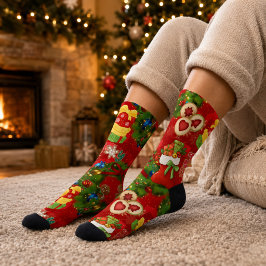 Freude Weihnachtskranz Lebkuchen Premium Crew Sock Socken