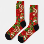 Freude Weihnachtskranz Lebkuchen Premium Crew Sock Socken (Linkes Detail)