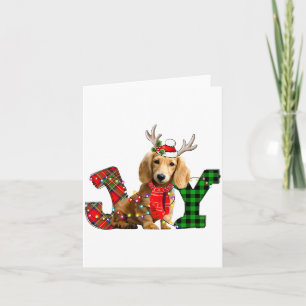 Freude Weihnachtslichter Langhaar-Dachshund-Hund S Karte