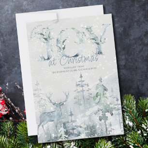 Freude zu Weihnachten Schnee Wald und Hirsch