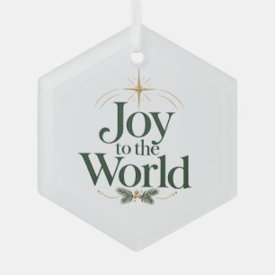 Freude zum Weihnachtsstern der Welt und Immergrün Ornament Aus Glas