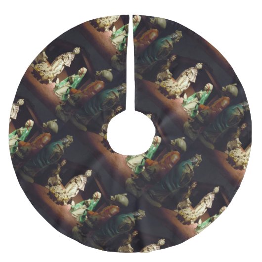 Freude zur Welt Polyester Weihnachtsbaumdecke (Vorderseite)