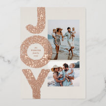 Freude zwei Foto Speckle Rose Gold Moderne Weihnac