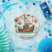 Freudenboot niedlicher Junge Fischen am 1. Geburts Pappteller (Party)