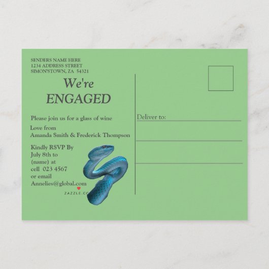 Freudender afrikanischer Dschungel Einladung Postk (Rückseite)