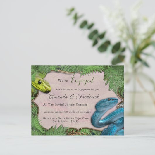 Freudender afrikanischer Dschungel Einladung Postk (Stehend Vorderseite)