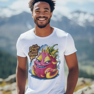 Freudender Cartoon Dragon Fruit Character Beaming T-Shirt