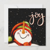 Freudender Niedlicher Schneemann Weihnachtsgeist Feiertagskarte (Vorderseite)