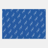 Freudendes Script Snowflake Blue und White Holiday Geschenkpapier Set (Vorderseite 2)