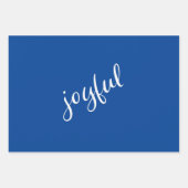 Freudendes Script Snowflake Blue und White Holiday Geschenkpapier Set (Vorderseite)