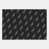 Freudendes Script Snowflake Schwarz und Weiß Urlau Geschenkpapier Set (Vorderseite 2)