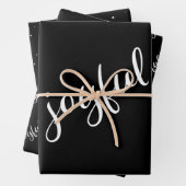 Freudendes Script Snowflake Schwarz und Weiß Urlau Geschenkpapier Set (Beispiel)