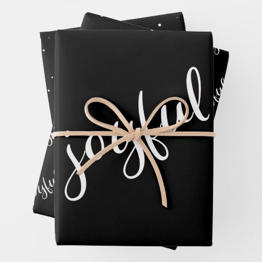 Freudendes Script Snowflake Schwarz und Weiß Urlau Geschenkpapier Set (Beispiel)