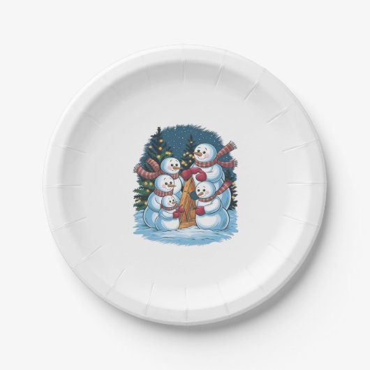 Freudenfamilie Snowman Pappteller (Vorderseite)