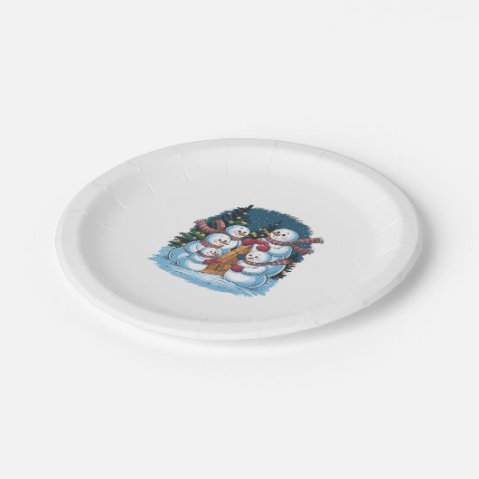 Freudenfamilie Snowman Pappteller (Schrägansicht)