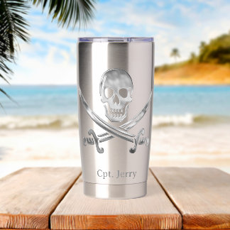 Freudenflagge Pirat Silber Custom Thermobecher