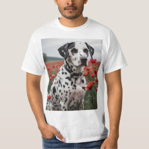 **"Freudenpunkte: Dalmatiner auf einem roten Mohnf T-Shirt