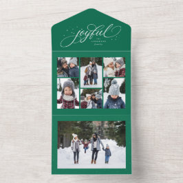 Freudenreiche Collage elegante grüne Weihnachtsfei All In One Einladung